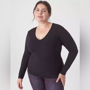 Lane Bryant LIVI Soft Fitted Long Sleeve V Neck Top 26/28 NWT